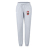 The Ohio State University Alumni Women's Leisure Sweatpant by EMB Canterbury features light grey organic cotton, an elastic waistband with drawstring, and a red "O Rugby" logo on the left thigh for all-day comfort.