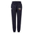 The Omaha Beavers RFC Women's Leisure Sweatpant by EMB Canterbury features a navy blue design with a drawstring waist, Beavers crest on the right leg, and white Canterbury logo on the left thigh—ideal for stylish comfort.