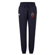 The Ohio State University Alumni Women's Leisure Sweatpant by EMB Canterbury features a drawstring waist, white CCC logo on the left hip, and a red, green, and white crest on the right thigh—perfect for comfort and style.