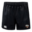 The EMB Canterbury Omaha Beavers RFC Professional Polyester Rugby Short features durable black fabric with the Beavers logo on the right leg and Canterbury branding on the left—ideal for training or match day.