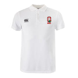The Ohio State University Alumni Waimak Polo by EMB Canterbury is a white short-sleeve rugby polo featuring the CCC logo on the right chest and Ohio State club crest on the left.