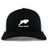 The Omaha GOATS Rugby Retro Trucker Cap by EMB S&S Activewear features a black and white design with an embroidered goat graphic and "GOATS RUGBY" text on the front, plus an adjustable snapback closure.