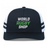 The Augusta Sportswear WRS Low Profile Stripe Trucker Cap - Limited Edition features black and white colors, two side stripes, and "World Rugby Shop" printed on the front.