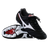 The Mizuno Morelia II Pro FG football boots in black, white, and red feature premium kangaroo leather and multiple studs, with one upright and one showing the sole, showcased on a plain white background.