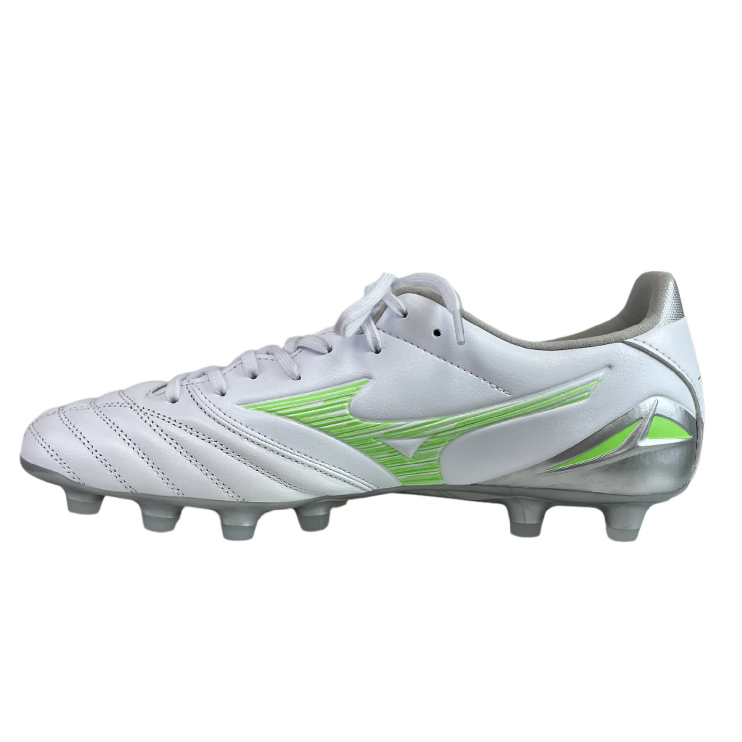 Mizuno Morelia Neo サッカーシューズ ホワイト/グリーン Morelia Neo IV Pro FG by Mizuno - White/Green Gecko / World