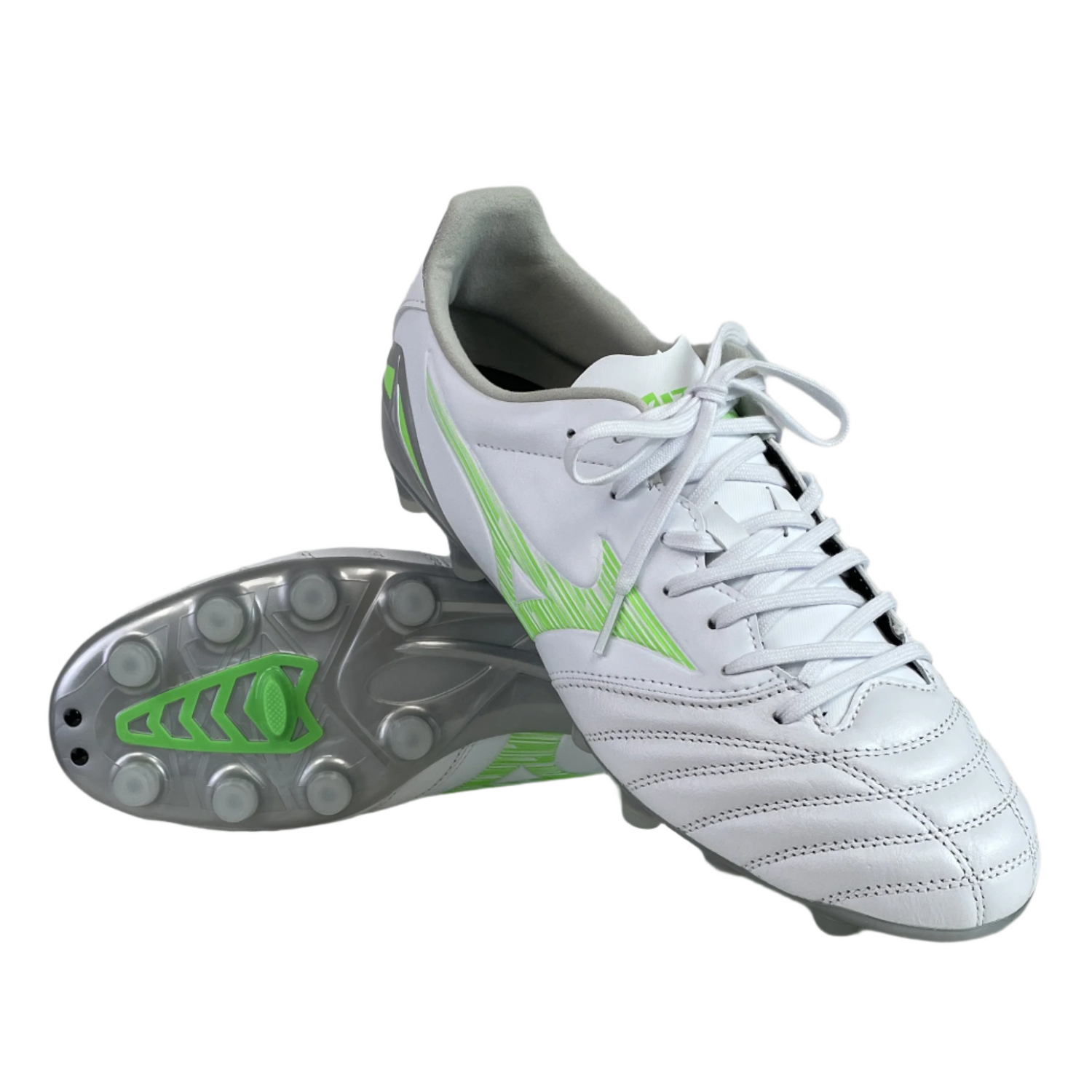 Morelia Neo IV Pro FG by Mizuno - White/Green Gecko / World