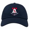 Philly Whitemarsh RFC Adult Low-Profile Cotton Twill Dad Cap in navy blue, embroidered with a white bell logo featuring a red kangaroo silhouette and the text “PHILLY - WHITEMARSH” and “1985.”.
