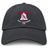 Philly Whitemarsh RFC Adult Low-Profile Cotton Twill Dad Cap in dark gray, featuring an embroidered logo of a bell containing a kangaroo with “PHILLY - WHITEMARSH 1985” text underneath.