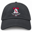 Philly Whitemarsh RFC Adult Low-Profile Cotton Twill Dad Cap in dark gray, featuring an embroidered logo of a bell containing a kangaroo with “PHILLY - WHITEMARSH 1985” text underneath.