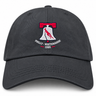 Philly Whitemarsh RFC Adult Low-Profile Cotton Twill Dad Cap in dark gray, featuring an embroidered logo of a bell containing a kangaroo with “PHILLY - WHITEMARSH 1985” text underneath.