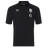 The England 26/27 Off-Pitch Polo by Castore is a black short-sleeve polo with a collar, featuring a white rose emblem, O2 logo, and Castore branding—perfect for showcasing your England Rugby style off the pitch.