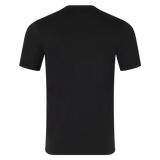The England 26/27 Off-Pitch Tee by Castore is shown from the back, featuring a plain black short-sleeve design on a white background.