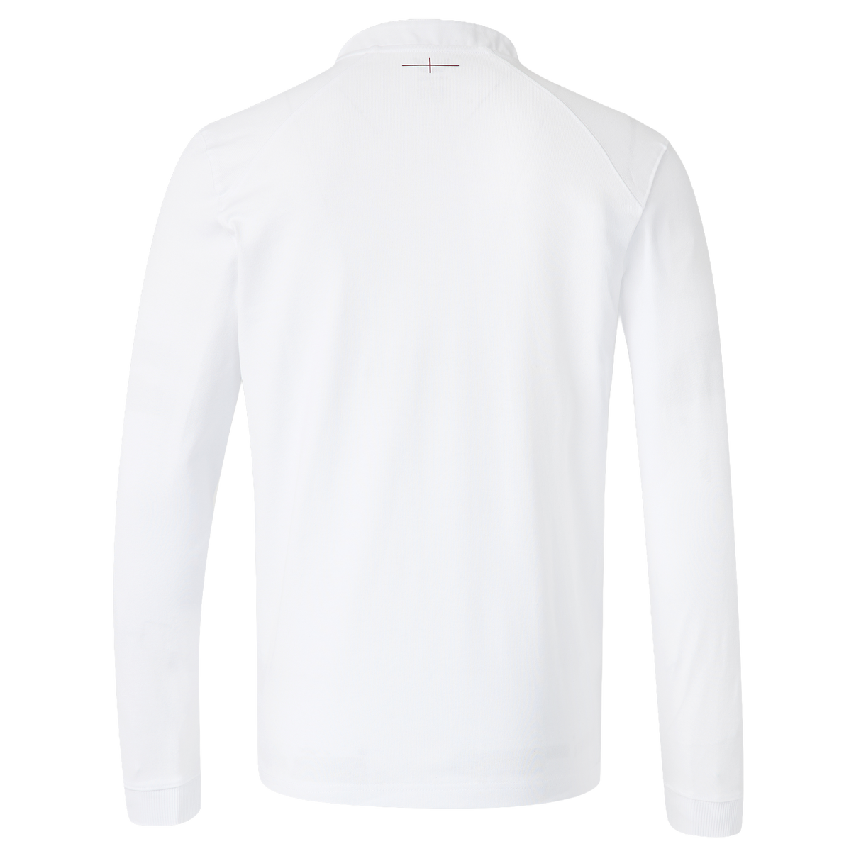 Back view of the England 26/27 Classic Long Sleeve Home Jersey by Castore, inspired by the England rugby jersey, featuring a small red cross detail at the upper center near the collar.