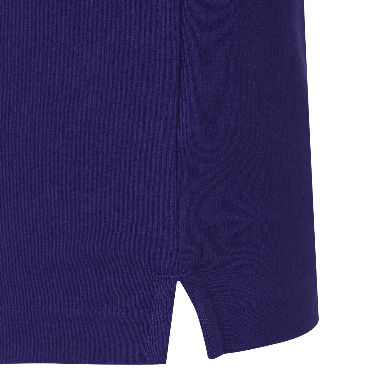 Close-up of the hem on the England 26/27 Classic Alternate Jersey by Castore, highlighting a side slit and visible stitching inspired by classic rugby designs.