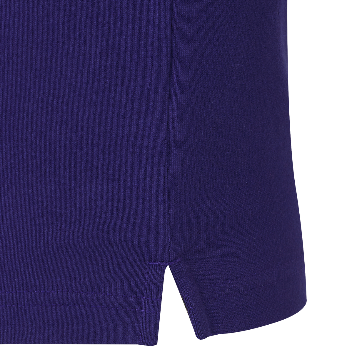 Close-up of the hem on the England 26/27 Classic Long Sleeve Alternate Jersey by Castore, featuring a small side slit and visible stitching detail.