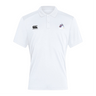 The Phoenix Storm RFC Waimak Polo by EMB Canterbury features a cotton-polyester blend, classic white design with a collar, and showcases the black Canterbury logo on the right chest and an embroidered horse logo on the left chest.