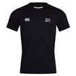 The Valley Panthers Rugby Club Dry Tee by EMB Canterbury is a black, short-sleeved sports shirt designed with breathable fabric and Vapodri Technology. It has two white logos on the chest for optimal performance and comfort.