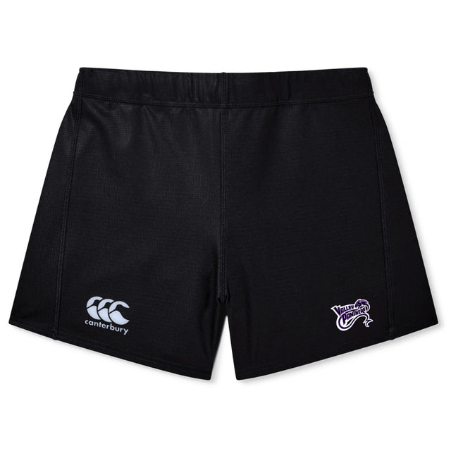 The Valley Panthers Rugby Women's Yokohama Short by EMB Canterbury is crafted with Vapodri fabric to keep you cool and dry. These black shorts feature the embroidered Canterbury logo on the left leg and another logo on the right.