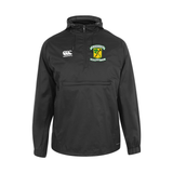 Black water-resistant Blackthorn RFC Packaway Jacket by EMB Canterbury with a zip front, featuring a white EMB Canterbury logo on the right chest and a green and yellow team emblem on the left.