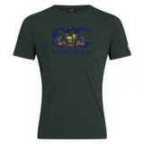 The Canterbury Pennsylvania CCC Flag Club T-shirt by WRS Canterbury is a dark green short-sleeved tee with a bold "CCC canterbury" logo, crest, and two animals on the front—perfect for showcasing rugby pride.