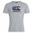 The Canterbury Pennsylvania CCC Flag Club T-shirt by WRS Canterbury features a grey short-sleeve design with a blue logo, colorful coat of arms, and "canterbury" script—ideal for displaying rugby pride.