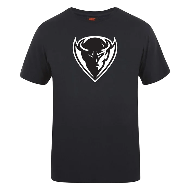 Black DePaul University Club Plain Tee by WRS Canterbury with a white bull head logo on the chest.