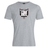 A comfortable, WRS Canterbury gray cotton blend t-shirt with a shield-shaped graphic print featuring monochrome symbols and two keys crossed in the center.