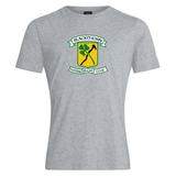 Gray Blackthorn RFC Club Plain Tee by WRS Canterbury featuring the blackhorn football rugby club logo with crossed rugby poles and a comfortable cotton blend green and yellow emblem.