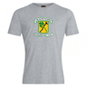 Gray Blackthorn RFC Club Plain Tee by WRS Canterbury featuring the blackhorn football rugby club logo with crossed rugby poles and a comfortable cotton blend green and yellow emblem.