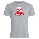 Gray cotton blend t-shirt with a red and white WRS Canterbury Alabama Rugby Alliance Club Plain Tee logo, featuring an "a" and "est 2024" text.