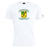 White t-shirt crafted from a comfortable cotton blend, featuring the Blackthorn RFC Club logo with a green and yellow emblem of two rugby players.