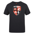 Black cotton blend t-shirt with Rye High School Rugby Club logo print by WRS Canterbury.