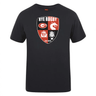 Black cotton blend t-shirt with Rye High School Rugby Club logo print by WRS Canterbury.