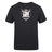 Black cotton blend t-shirt with a white and red shield logo featuring scales, a column, and abstract symbols from WRS Canterbury's Troy University Rugby Club Plain Tee.
