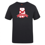 Black cotton blend Alabama Rugby Alliance Club Plain Tee by WRS Canterbury, featuring a red and white emblem and "est. 2024" text.