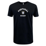 A black tee that says Nations of Rugby Portugal Rugby Supersoft Tee by WRS LAT.