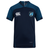Royal blue and navy EMB Canterbury Minneapolis Mayhem Rugby Vapodri Evader Jersey featuring the classic Canterbury logo, Minneapolis Mayhem team crest, “VapoDri” label on the front, and advanced moisture-wicking technology for optimal comfort both on and off the field.