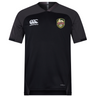 The RVA T.R.C. Vapodri Evader Jersey by Canterbury is a black short-sleeve sports rugby jersey featuring the EMB Canterbury logo on the right chest and the RVA crest on the left chest, with “Vapodri” text on the lower front. Designed with advanced moisture-wicking technology, this jersey keeps you cool and dry during intense activity.