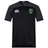 Black short-sleeved Rock Rugby Vapodri Evader Jersey by Canterbury featuring dark grey shoulders and a green “Rock Rugby Lions” team crest.