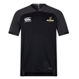Black short-sleeve Chicago Riot Vapodri Evader Jersey by EMB Canterbury, featuring moisture-wicking fabric, the "EMB Canterbury" logo on the right chest, and a "Chicago Riot Rugby" crest on the left chest.
