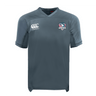 The SWFL Lady Hammerheads Vapodri Evader Jersey by WRS Canterbury is a gray short-sleeve jersey with moisture-wicking technology, featuring the Canterbury logo on the right chest and "Hammers" logo on the left.