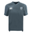 The Milwaukee Barbarians Rugby Vapodri Evader Jersey by EMB Canterbury is a gray short-sleeve rugby top with a V-neck, moisture-wicking fabric, the Canterbury logo on the right chest, and the club crest on the left.