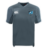 The Minneapolis Mayhem Rugby Vapodri Evader Jersey by EMB Canterbury is a gray short-sleeve rugby jersey featuring the iconic “Canterbury” logo on the right chest and the “Minneapolis Mayhem” badge on the left chest, displayed against a white background. Designed with advanced Vapodri moisture-wicking technology, this Canterbury jersey keeps you comfortable throughout every match.