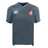 The Montgomery Bucks Griffins Vapodri Evader Jersey by EMB Canterbury is a gray short-sleeve rugby jersey with moisture-wicking technology, logo on right chest, and red lion crest with "METEORS" text on the left.