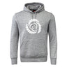 The Missoula All-Maggots Club Hoodie by WRS Canterbury features a gray design with a white spiral shell graphic on the chest and a front kangaroo pocket, making it perfect for fans of classic rugby club hoodie style.