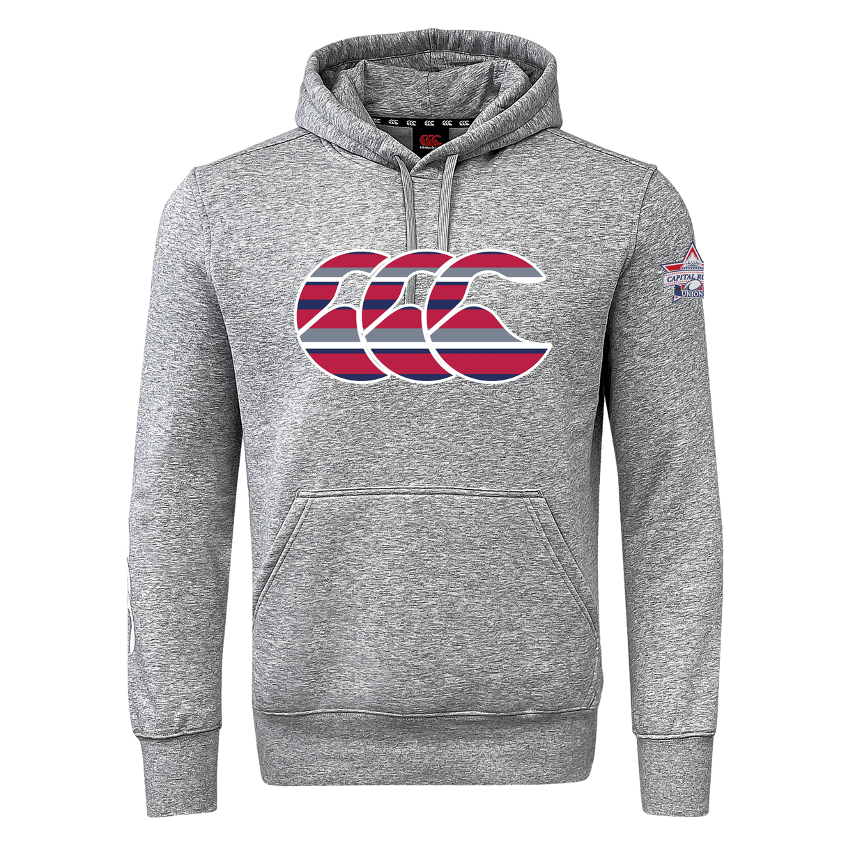 The Capital Selects CCC Club Hoodie by WRS Canterbury features a red and blue logo on the front, a small sleeve emblem, and is made from premium sweatshirt fleece for comfort and style. Plus, optional customization lets you make it uniquely yours.