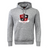 The Southern Pines Youth Rugby Club Hoodie by WRS Canterbury is a gray rugby hoodie made from premium fleece, featuring a front pocket and bold shield logo with "SP," a rugby ball, horse, and a "Southern Pines Youth Rugby" banner. Customization options are available for personalization.
