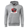 The Southern Pines Youth Rugby Club Hoodie by WRS Canterbury is a gray rugby hoodie made from premium fleece, featuring a front pocket and bold shield logo with "SP," a rugby ball, horse, and a "Southern Pines Youth Rugby" banner. Customization options are available for personalization.