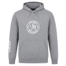 The WRS Canterbury Saint Anselm College Club Rugby Hoodie is a gray hooded sweatshirt with a front pocket, circular "Saint Anselm Men's Club Rugby" chest logo, and a white design on the right sleeve.