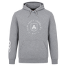 Introducing the New Saint Andrews College Club Hoodie by Canterbury from WRS Canterbury—a gray hooded sweatshirt with a front pocket, inspired by classic rugby club designs. It features “New Saint Andrews RFC 1994” and a crest on the chest, plus a white graphic on the left sleeve.